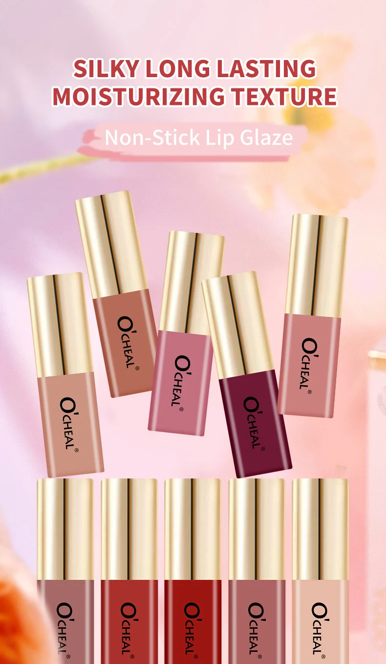 Lip Glaze Matte O'CHEAL Waterproof Long Lasting Non-Stick Cup Velvet Lip Mud 1 ocheal matte lip glaze waterproof sit r6rnckak desc 1