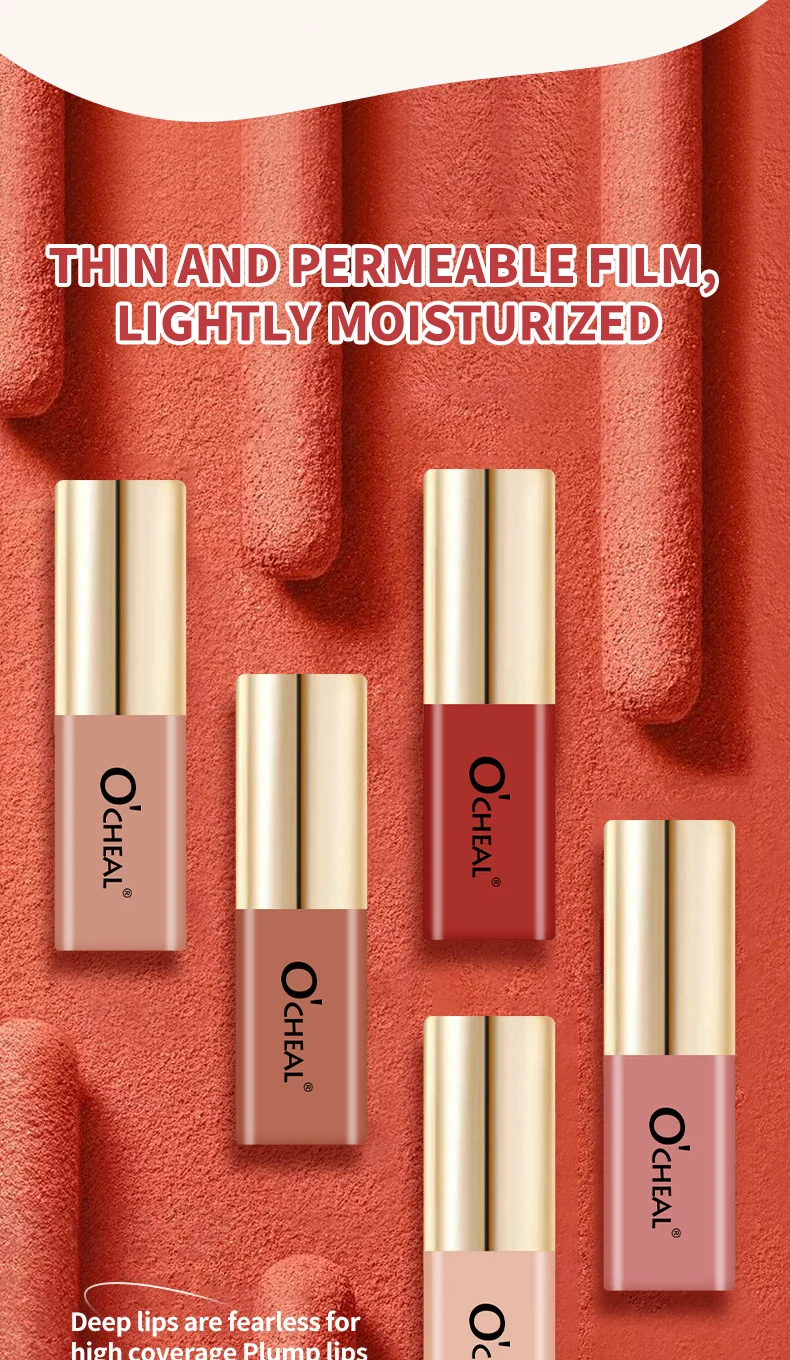 Lip Glaze Matte O'CHEAL Waterproof Long Lasting Non-Stick Cup Velvet Lip Mud 3 ocheal matte lip glaze waterproof sit r6rnckak desc 3