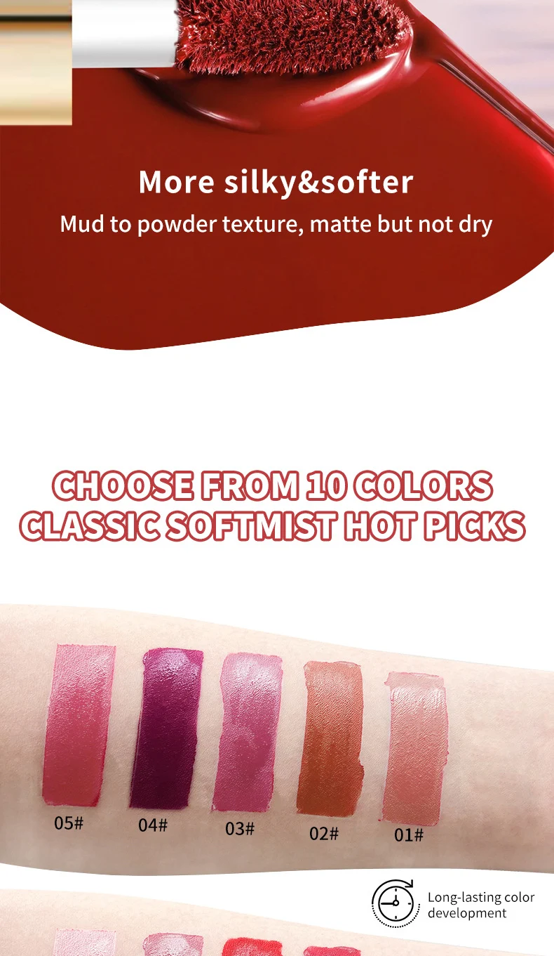 Lip Glaze Matte O'CHEAL Waterproof Long Lasting Non-Stick Cup Velvet Lip Mud 6 ocheal matte lip glaze waterproof sit r6rnckak desc 6