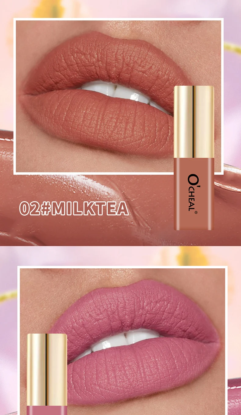 Lip Glaze Matte O'CHEAL Waterproof Long Lasting Non-Stick Cup Velvet Lip Mud 8 ocheal matte lip glaze waterproof sit r6rnckak desc 8