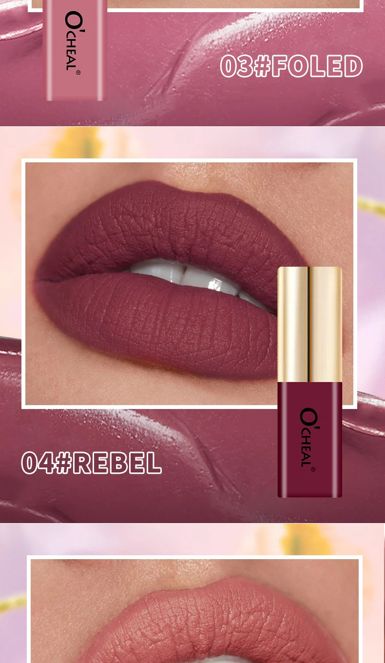 Lip Glaze Matte O'CHEAL Waterproof Long Lasting Non-Stick Cup Velvet Lip Mud 9 ocheal matte lip glaze waterproof sit r6rnckak desc 9
