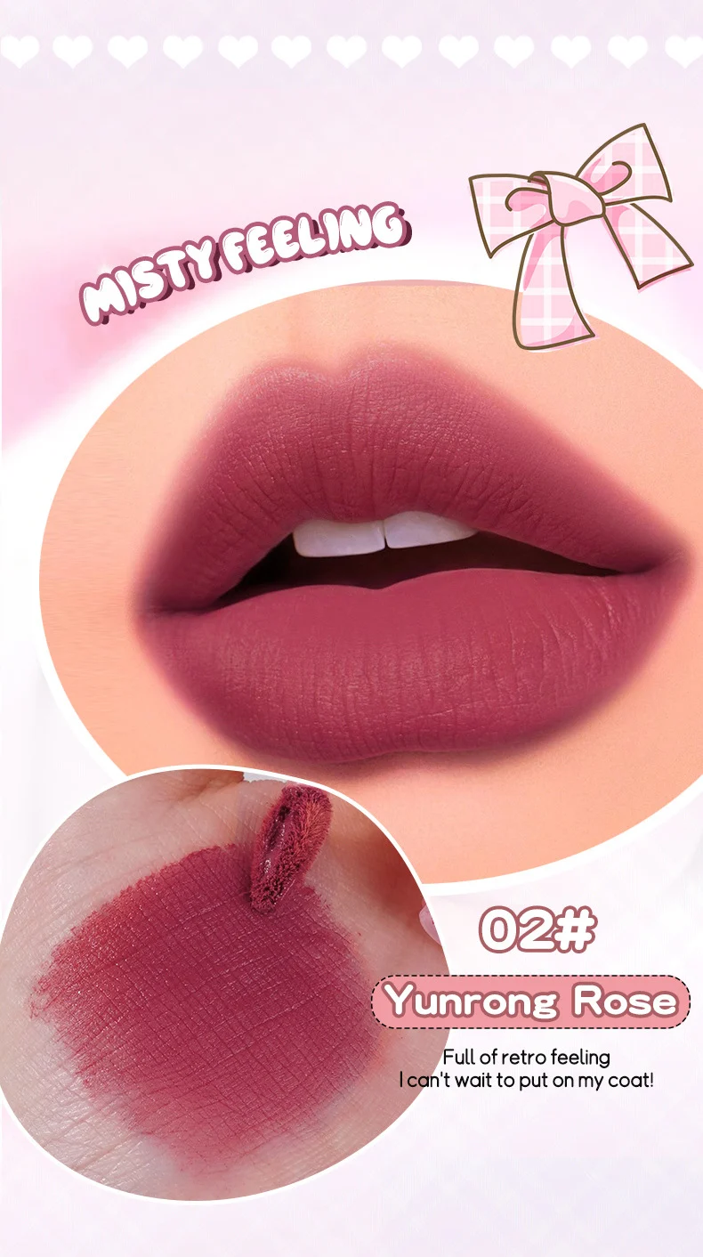 OCHEAL Mousse Misty Lip Mud Velvet Matte Moisturizing Lip Stain Non-Sticky Lip Tint 12 ocheal mousse misty lip mud sit 463s8h2m desc 12