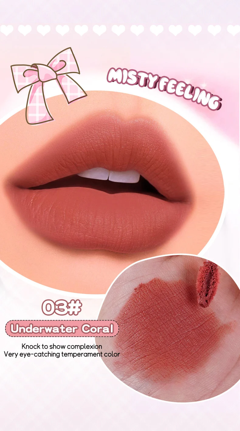 OCHEAL Mousse Misty Lip Mud Velvet Matte Moisturizing Lip Stain Non-Sticky Lip Tint 13 ocheal mousse misty lip mud sit 463s8h2m desc 13