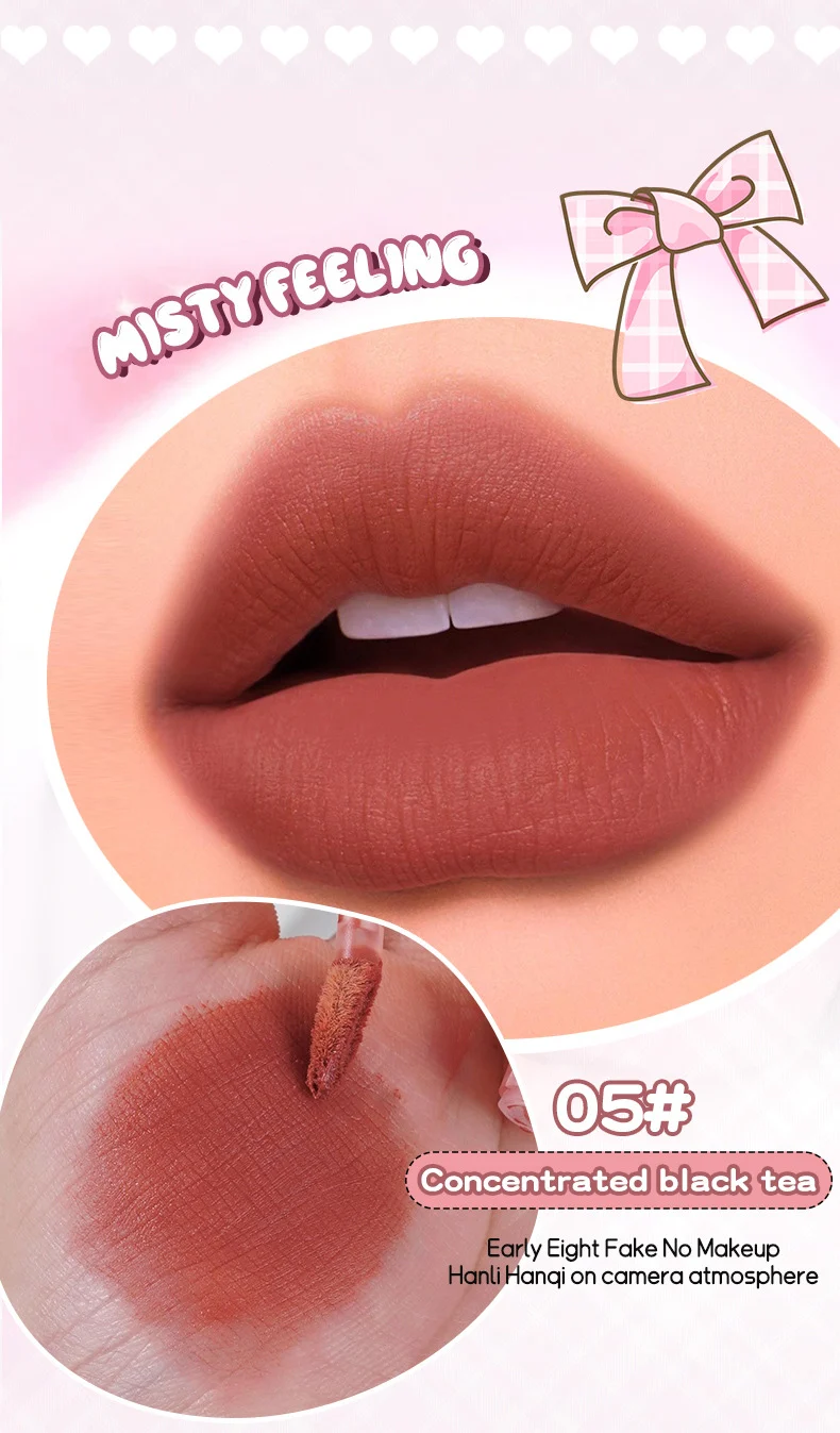 OCHEAL Mousse Misty Lip Mud Velvet Matte Moisturizing Lip Stain Non-Sticky Lip Tint 15 ocheal mousse misty lip mud sit 463s8h2m desc 15