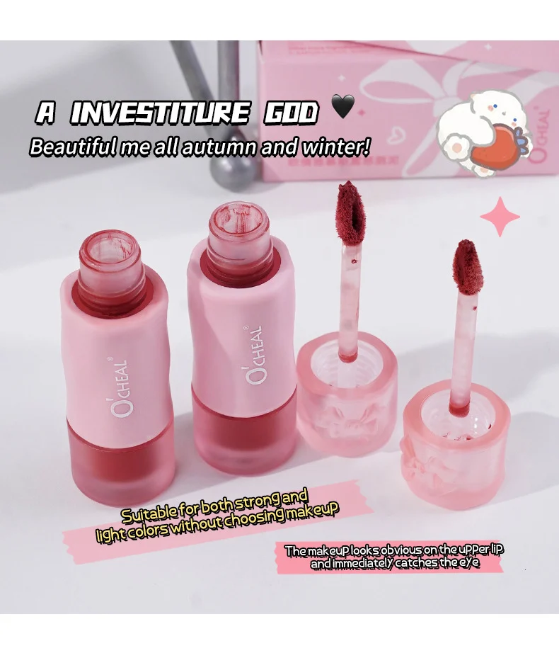 OCHEAL Mousse Misty Lip Mud Velvet Matte Moisturizing Lip Stain Non-Sticky Lip Tint 22 ocheal mousse misty lip mud sit 463s8h2m desc 22