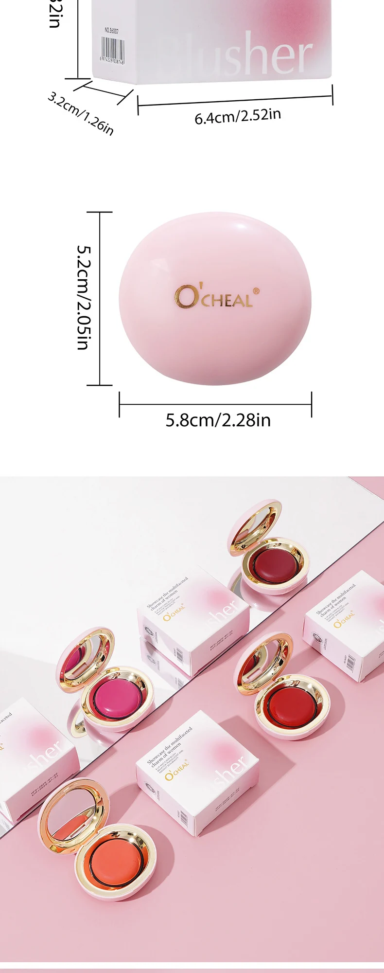 O'CHEAL Natural Pigmented Blush Cream for Cheeks & Lips, Long-Lasting Matte Finish 12 ocheal natural pigmented blush cream cheek lip matte sit s4u2ck54 desc 12