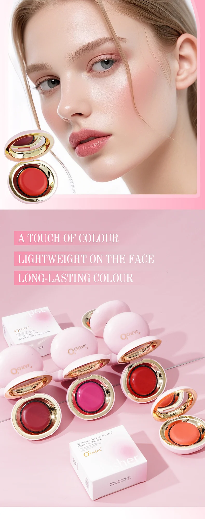 O'CHEAL Natural Pigmented Blush Cream for Cheeks & Lips, Long-Lasting Matte Finish 6 ocheal natural pigmented blush cream cheek lip matte sit s4u2ck54 desc 6