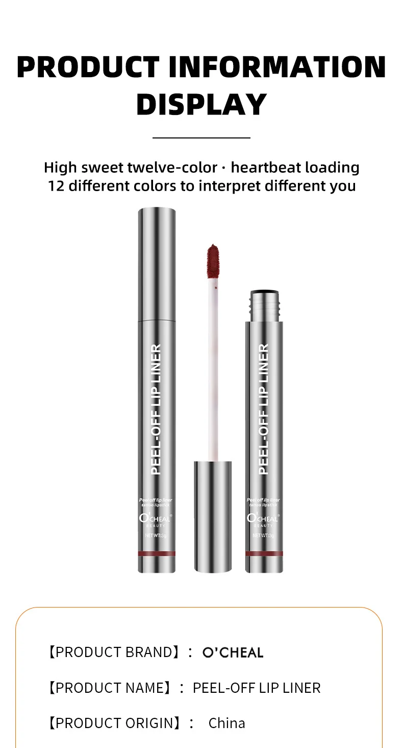 O'CHEAL Peel-Off Lip Liner Tattoo Lipstick - Waterproof Long-Lasting Matte Lip Stain (3g) 15 ocheal peel off lip liner tattoo stain sit xbavv4eh desc 15