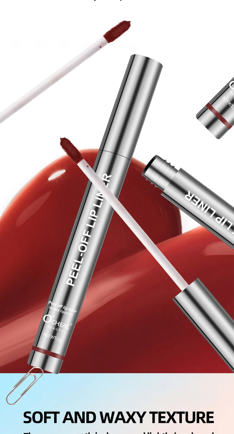 O'CHEAL Peel-Off Lip Liner Tattoo Lipstick - Waterproof Long-Lasting Matte Lip Stain (3g) 4 ocheal peel off lip liner tattoo stain sit xbavv4eh desc 4