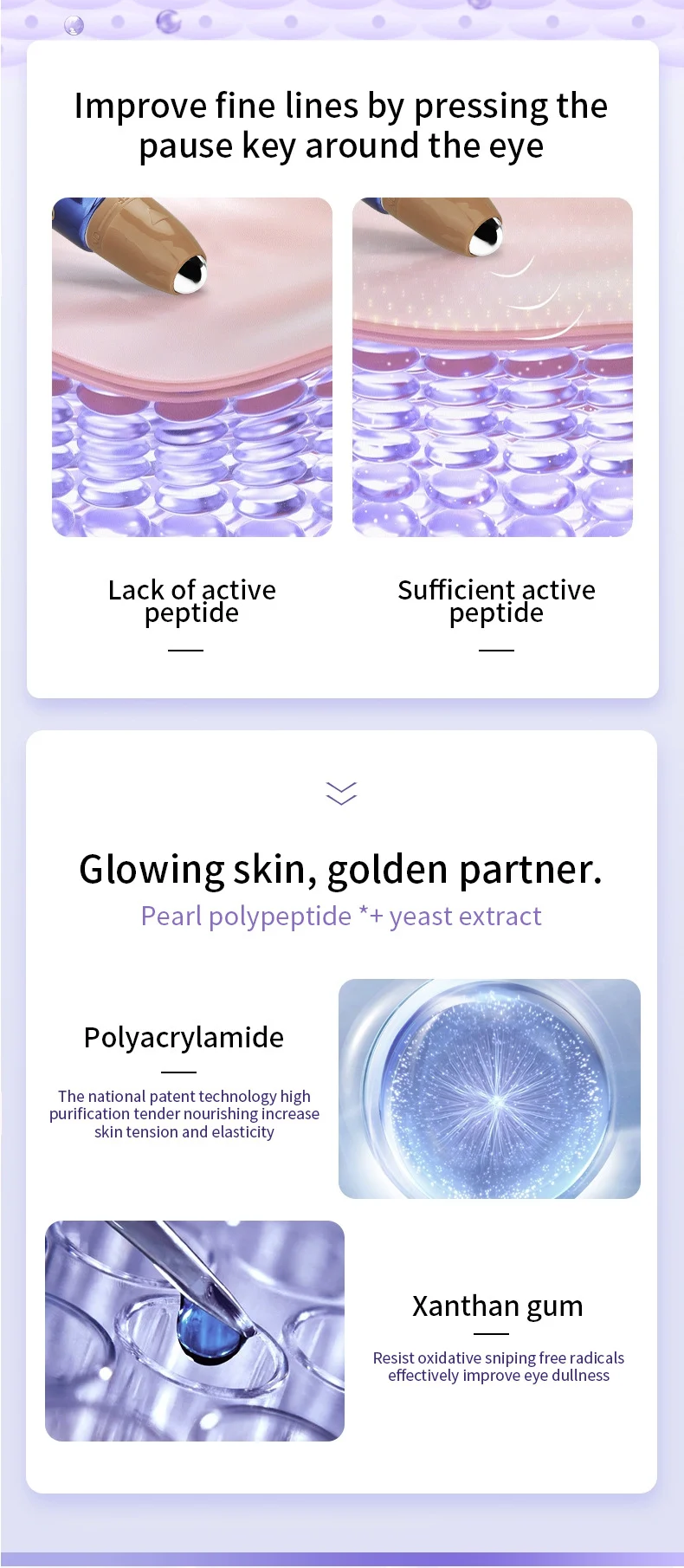 Roller Eye Cream for Wrinkles & Dark Circles Anti-Aging Moisturizing Tightening 20g 6 ocheal roller anti wrinkle eye cream 20g sit 2r46qzbb desc 6