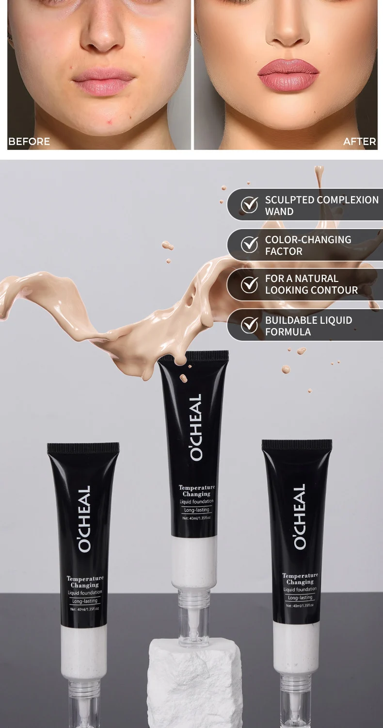 Temperature Changing Foundation O'CHEAL Liquid Foundation Moisturizing CC Cream with Concealer 10 ocheal temperature changing liquid foundation sit whmevn6u desc 10