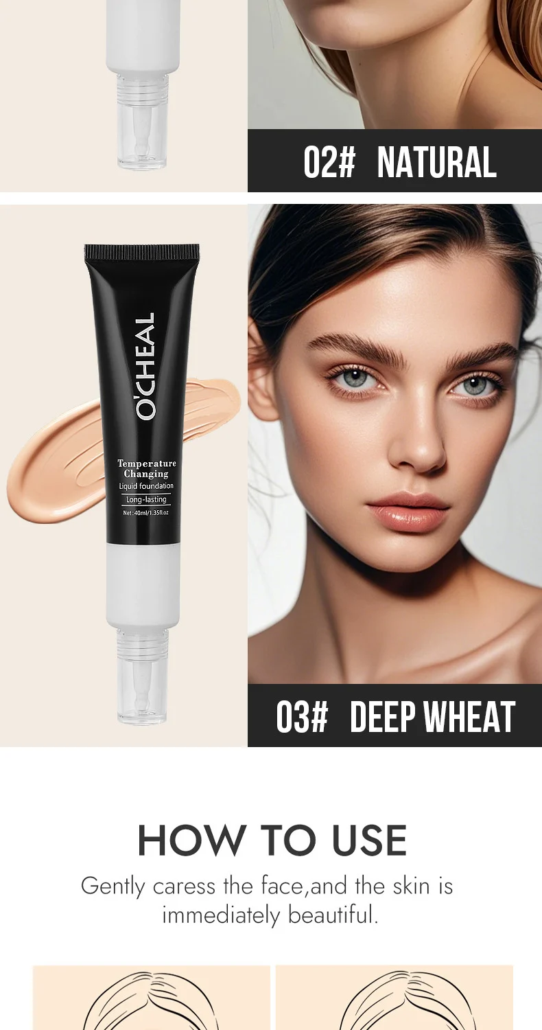 Temperature Changing Foundation O'CHEAL Liquid Foundation Moisturizing CC Cream with Concealer 12 ocheal temperature changing liquid foundation sit whmevn6u desc 12