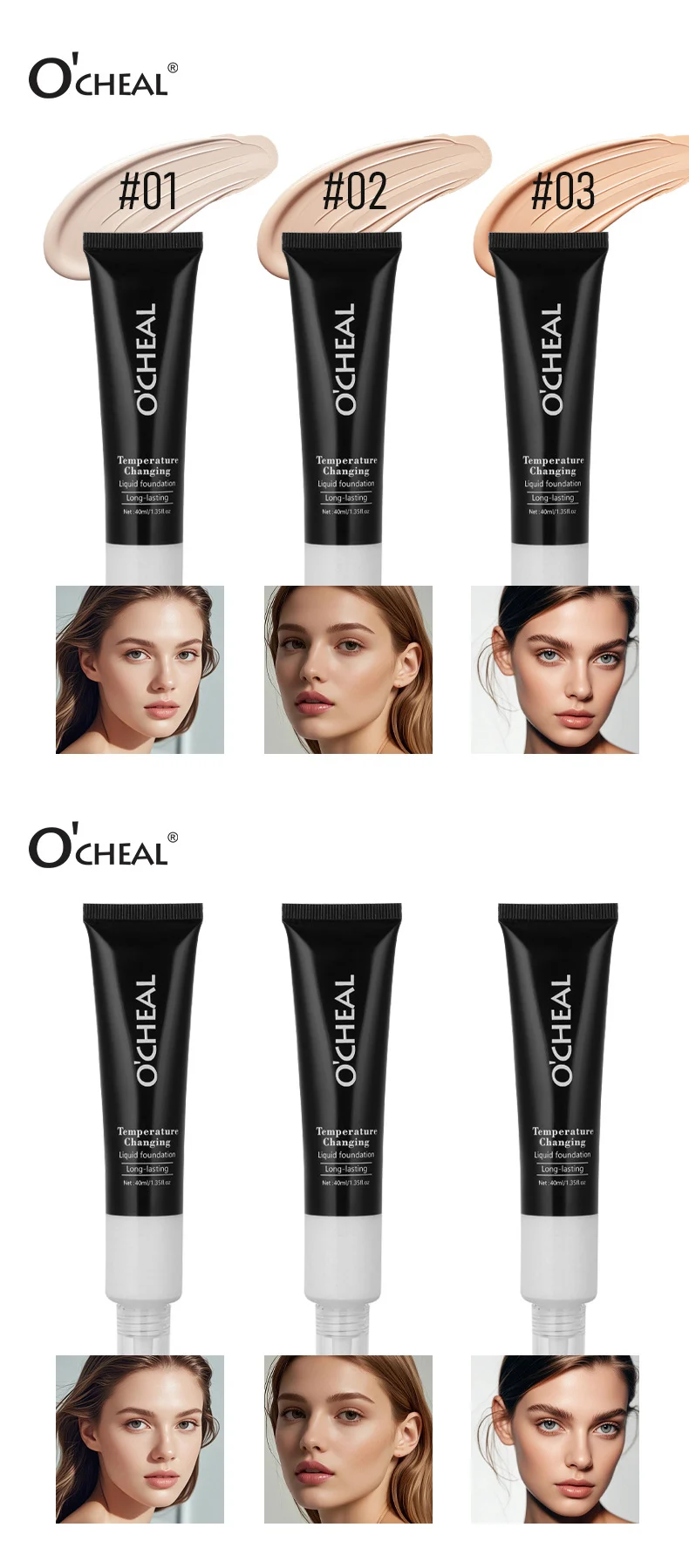 Temperature Changing Foundation O'CHEAL Liquid Foundation Moisturizing CC Cream with Concealer 18 ocheal temperature changing liquid foundation sit whmevn6u desc 18