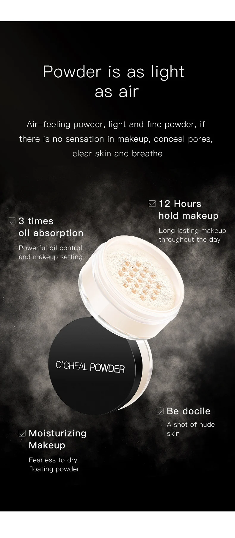 O'CHEAL Air Powder Makeup Setting Loose Powder Oil Control Matte Finish 3 oil control loose powder sit 7upgph76 desc 3