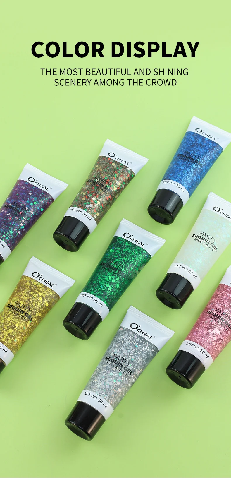 Party Sequin Gel Glitter Eyeshadow and Body Glitter for Face and Body, 50ml 6 party sequin gel glitter eyeshadow body sit u3rrmtme desc 6
