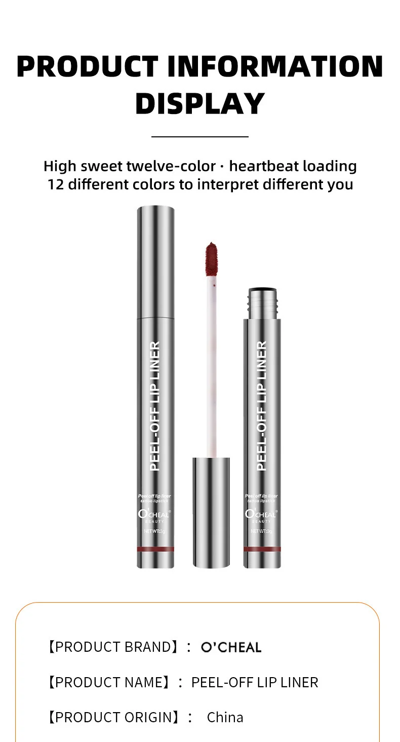Peel-Off Lip Liner Matte Gloss 12 Colors Waterproof Long-Lasting Non-Smudge Lip Tattoo 15 peel off lip liner matte gloss 12 colors waterproof long lasting sit stkmfqg4 desc 15
