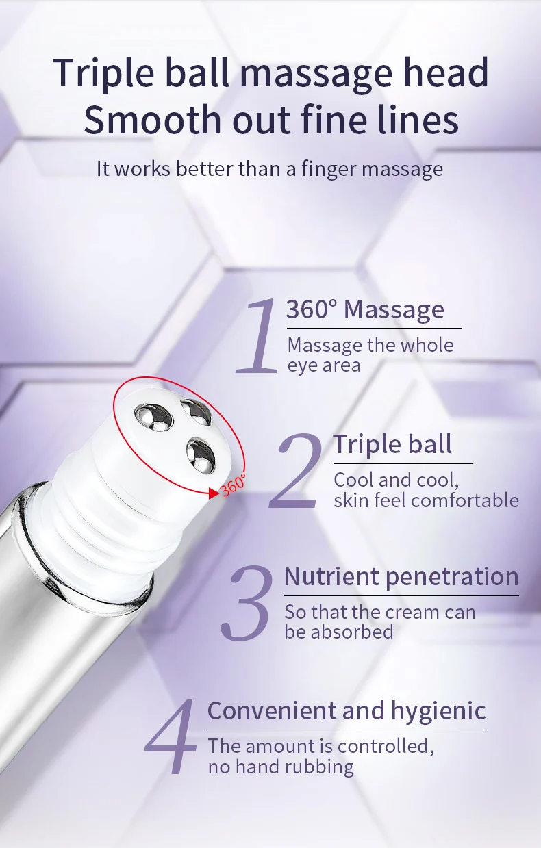 Roller Massage Eye Cream for Dark Circles and Wrinkles with 360° Cooling Massage Head 3 roller massage eye cream dark circles wrinkles sit 9mdckwag desc 3
