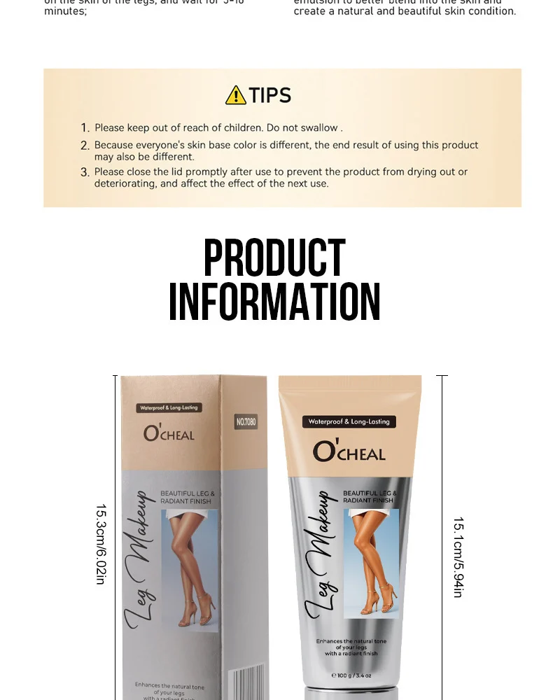 O'CHEAL Self Tanning Leg Concealer Cream Waterproof Even Skin Tone Long Lasting 12 self tanning leg concealer cream sit xafumrre desc 12