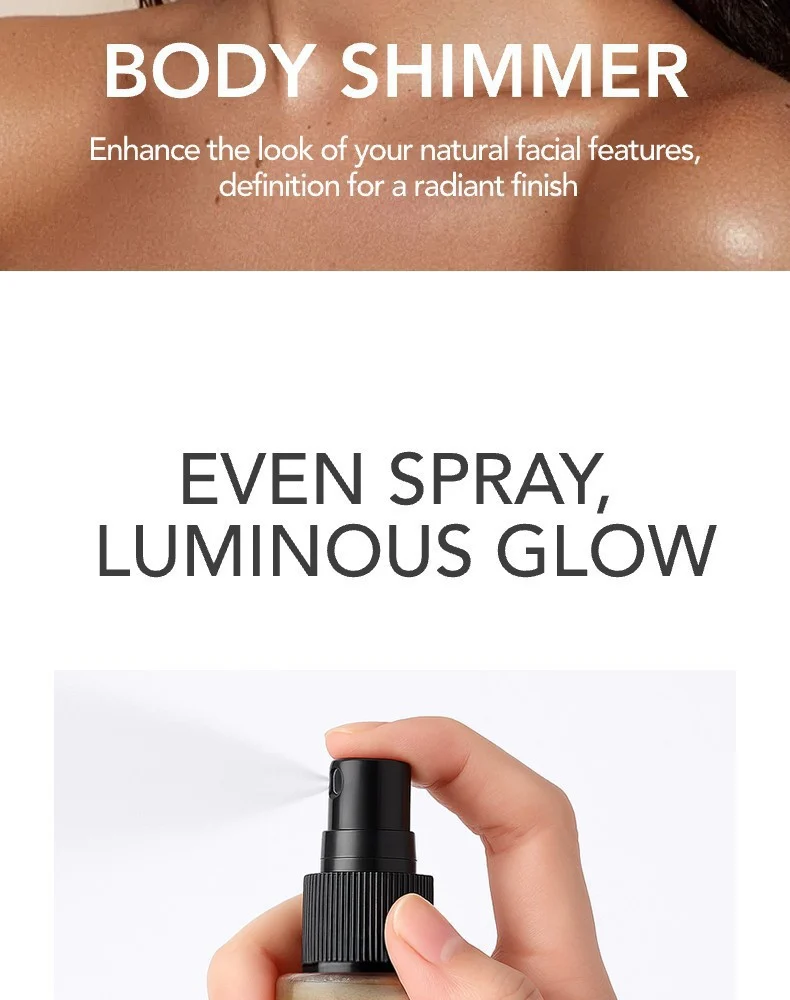 Shimmer Setting Spray Multi-Purpose Body Highlighter with Glitter Powder 30ml 3 shimmer setting spray body highlighter glitter powder 30ml sit 7f8nt57n desc 3