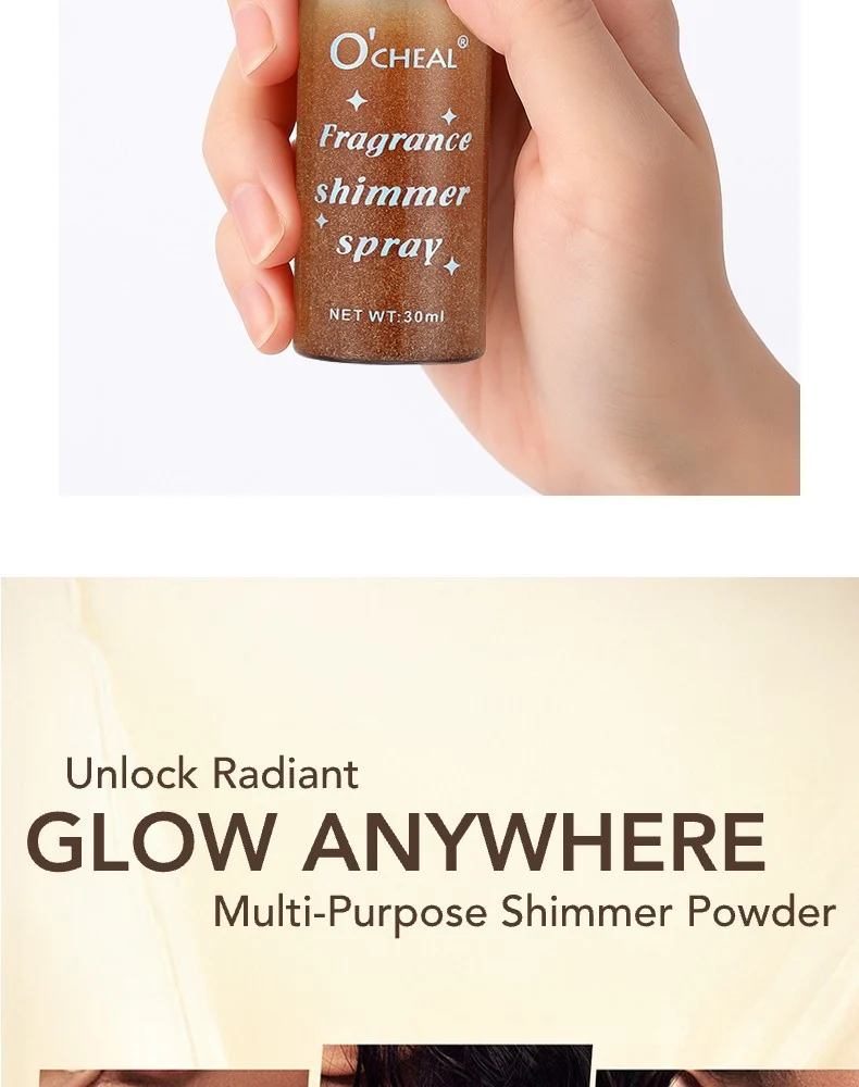 Shimmer Setting Spray Multi-Purpose Body Highlighter with Glitter Powder 30ml 4 shimmer setting spray body highlighter glitter powder 30ml sit 7f8nt57n desc 4