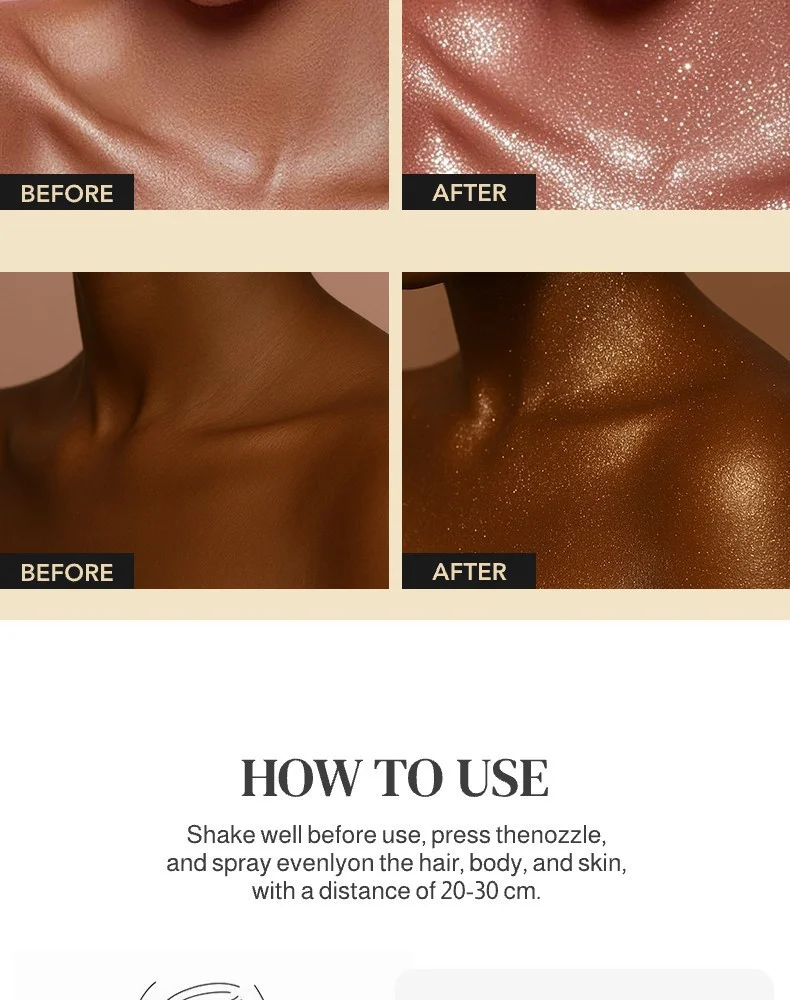 Shimmer Setting Spray Multi-Purpose Body Highlighter with Glitter Powder 30ml 8 shimmer setting spray body highlighter glitter powder 30ml sit 7f8nt57n desc 8