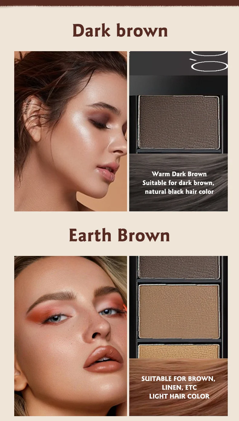 Soft-Focus Tri-Color Eyebrow Powder Waterproof Long-Lasting Contouring Kit 12 soft focus tri color eyebrow powder waterproof contouring kit sit uj5mte2z desc 12