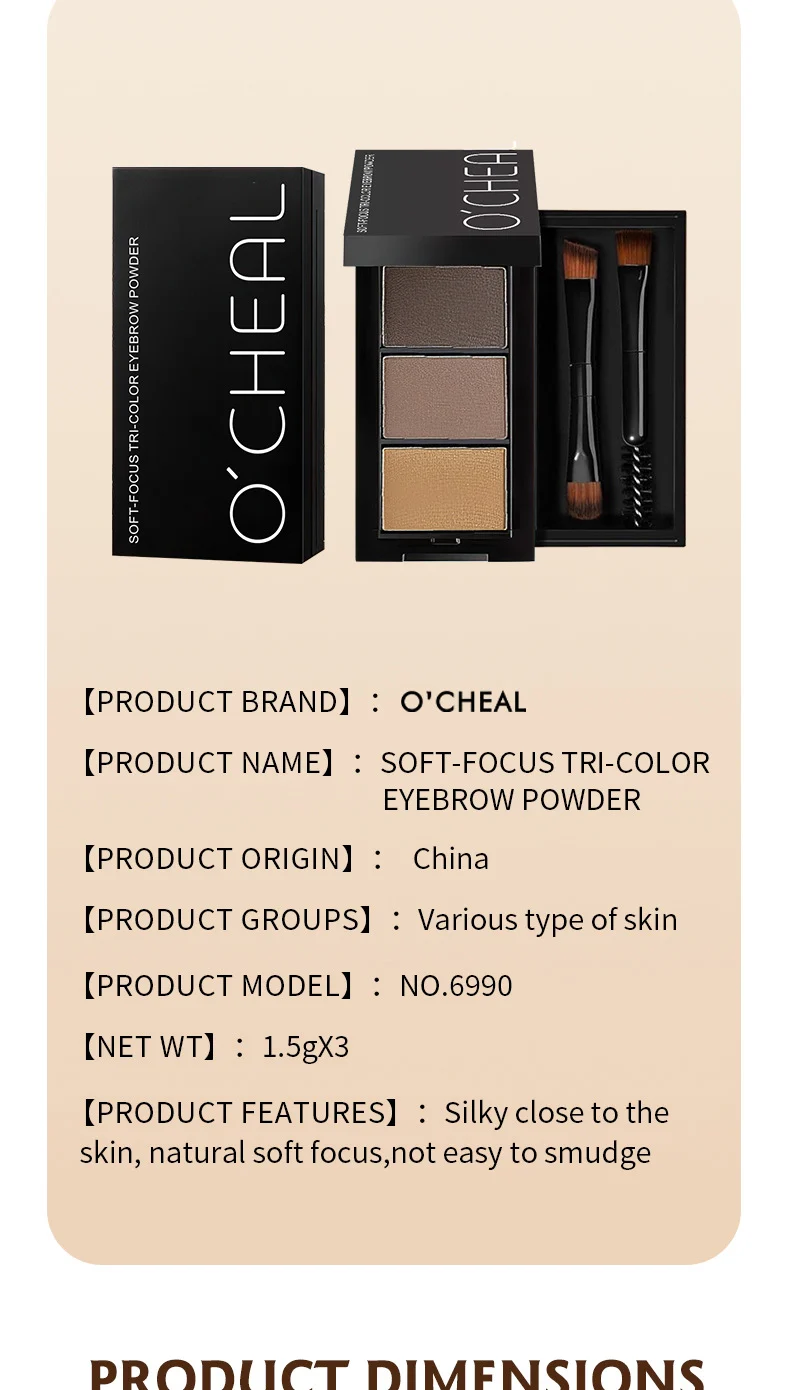 Soft-Focus Tri-Color Eyebrow Powder Waterproof Long-Lasting Contouring Kit 16 soft focus tri color eyebrow powder waterproof contouring kit sit uj5mte2z desc 16