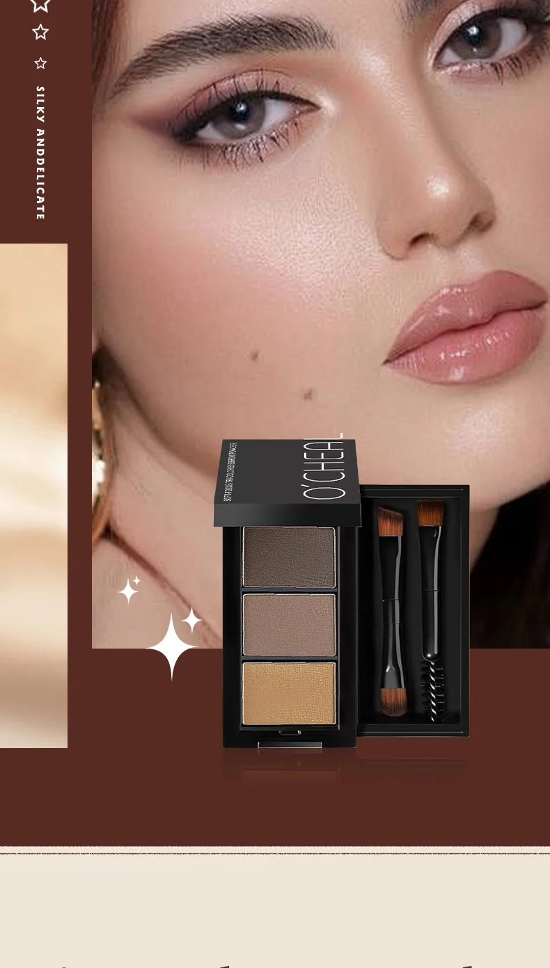 Soft-Focus Tri-Color Eyebrow Powder Waterproof Long-Lasting Contouring Kit 7 soft focus tri color eyebrow powder waterproof contouring kit sit uj5mte2z desc 7