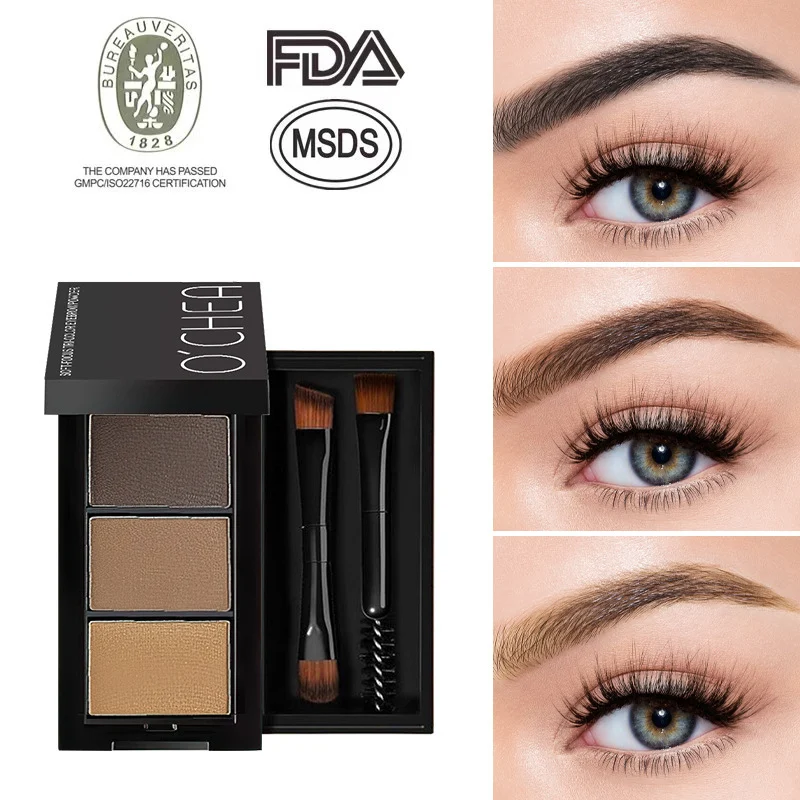 soft-focus-tri-color-eyebrow-powder-waterproof-sweatproof-3-in-1-kit-sit-sxy3bddb-1 O'CHEAL Soft-Focus Tri-Color Eyebrow Powder Kit with dual-ended brush and mirror for natural, long-lasting brows.