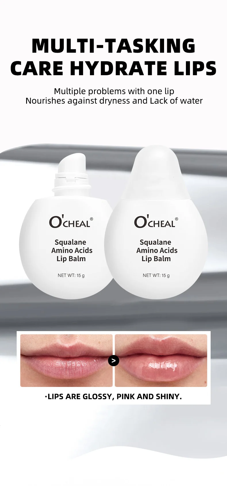 Squalane Amino Acids Lip Balm 15ml Deeply Moisturizing Nourishing Glossy Lip Care Treatment 7 squalane amino acids lip balm sit vrqgequm desc 7