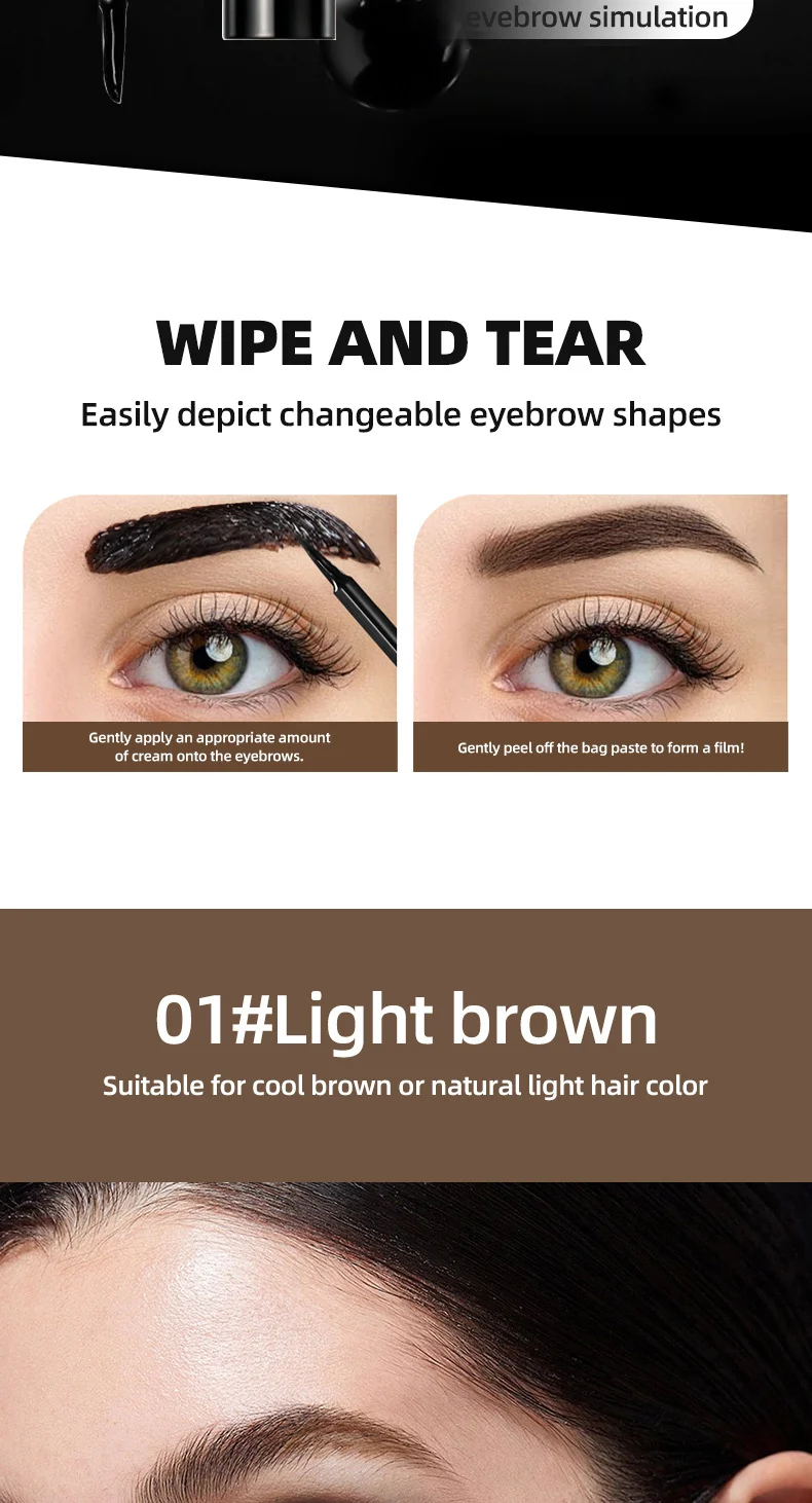 Tattoo Brow Gel Peel-off Eyebrow Tint Waterproof Long Lasting Smudge-proof Dye 6g 11 tattoo brow gel peel off tint sit 73brd8h3 desc 11