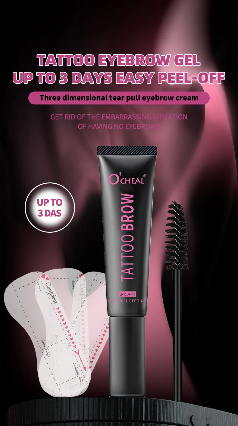 Tattoo Brow Peel Off Tint 3-Color Eyebrow Gel, Waterproof & Long-Lasting Up to 3 Days 1 tattoo brow peel off tint 3 color eyebrow gel sit st9v6gvd desc 1