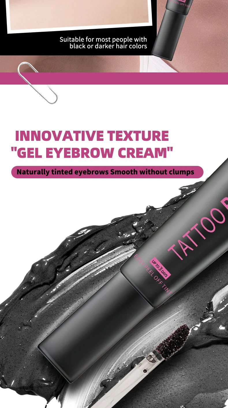 Tattoo Brow Peel Off Tint 3-Color Eyebrow Gel, Waterproof & Long-Lasting Up to 3 Days 12 tattoo brow peel off tint 3 color eyebrow gel sit st9v6gvd desc 12