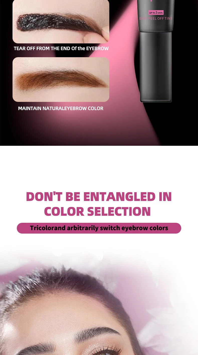Tattoo Brow Peel Off Tint 3-Color Eyebrow Gel, Waterproof & Long-Lasting Up to 3 Days 8 tattoo brow peel off tint 3 color eyebrow gel sit st9v6gvd desc 8