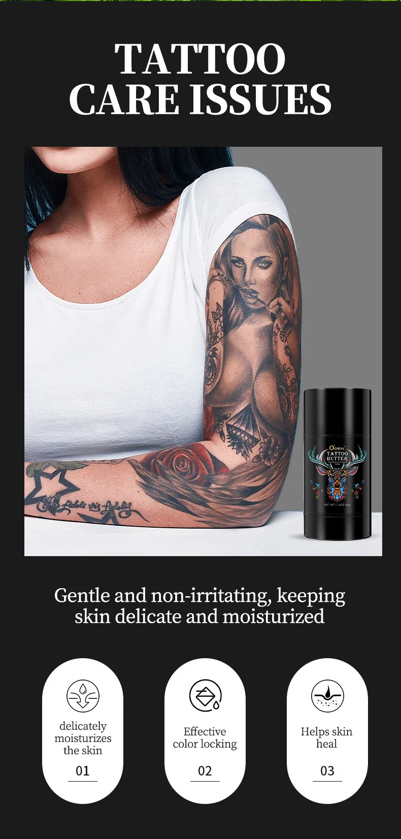 Tattoo Color Enhancer Stick for Aftercare and Brightening - O'CHEAL Gentle Nourishing Tattoo Balm 9 tattoo color enhancer stick balm sit z6zdcvrv desc 9