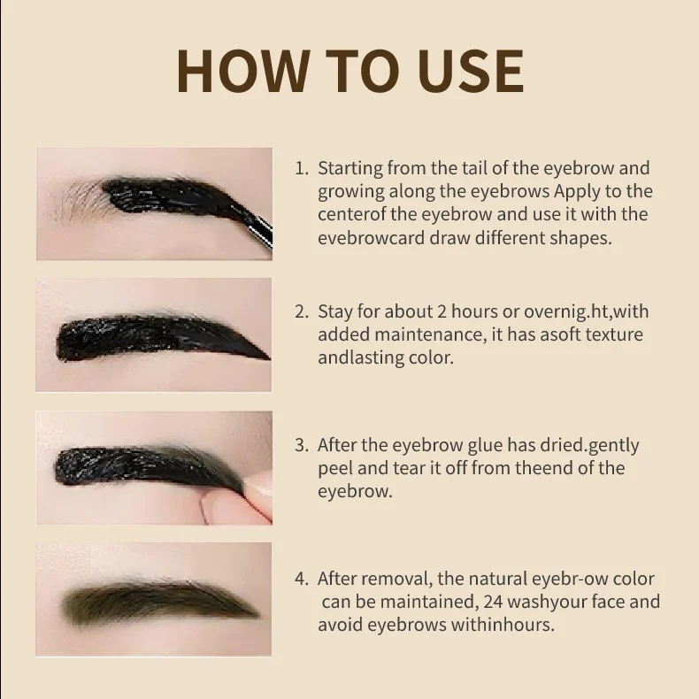Tear-Off Eyebrow Gel Waterproof Brow Tint Peelable Eyebrow Makeup 4g 14 tear off eyebrow gel waterproof brow tint sit xcnsbcfa desc 14
