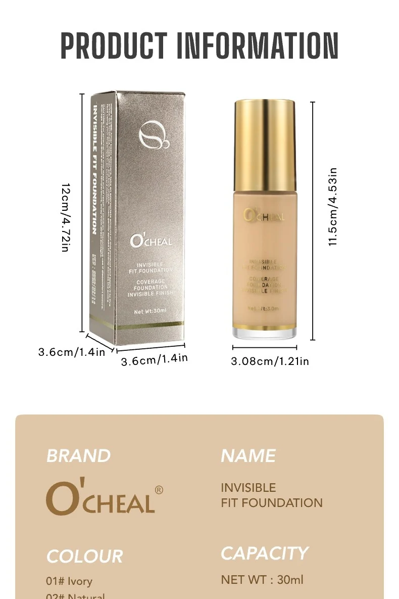 Temperature-Change Foundation Serum O'CHEAL 30ml Full Coverage Long-Lasting Matte Makeup 11 temperature change foundation serum ochereal 30ml sit ztwaapuj desc 11
