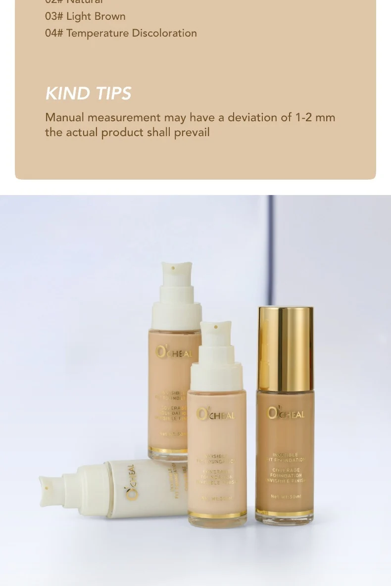 Temperature-Change Foundation Serum O'CHEAL 30ml Full Coverage Long-Lasting Matte Makeup 12 temperature change foundation serum ochereal 30ml sit ztwaapuj desc 12
