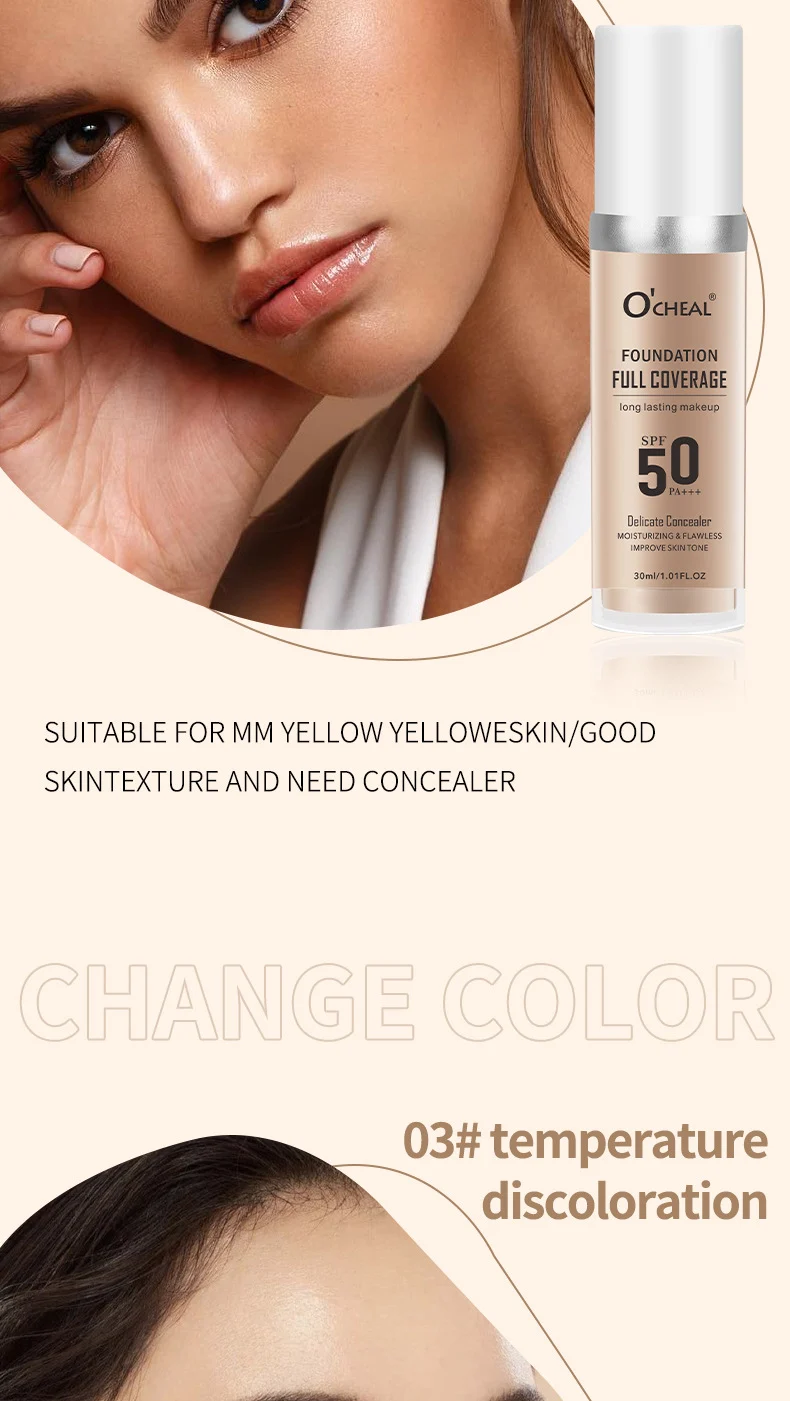 Temperature-Change Liquid Foundation Full Coverage Long Lasting Moisturizing Waterproof SPF 11 temperature change liquid foundation full coverage long lasting moisturizing sit 3ms2wsr8 desc 11
