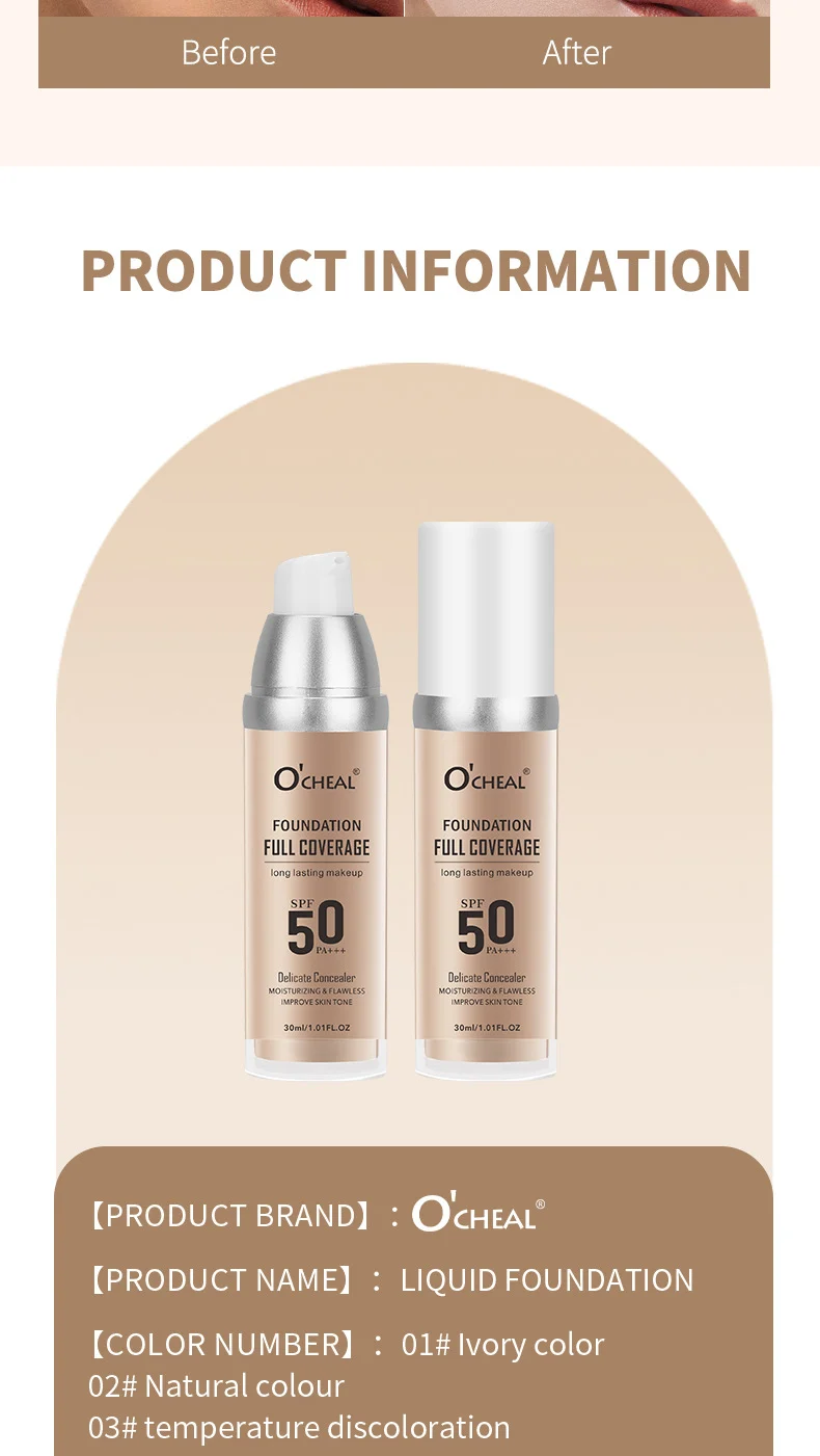Temperature-Change Liquid Foundation Full Coverage Long Lasting Moisturizing Waterproof SPF 15 temperature change liquid foundation full coverage long lasting moisturizing sit 3ms2wsr8 desc 15