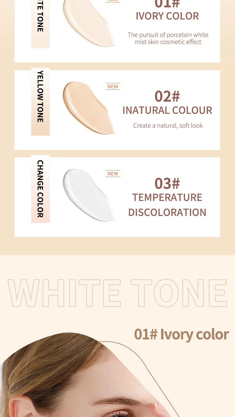 Temperature-Change Liquid Foundation Full Coverage Long Lasting Moisturizing Waterproof SPF 9 temperature change liquid foundation full coverage long lasting moisturizing sit 3ms2wsr8 desc 9