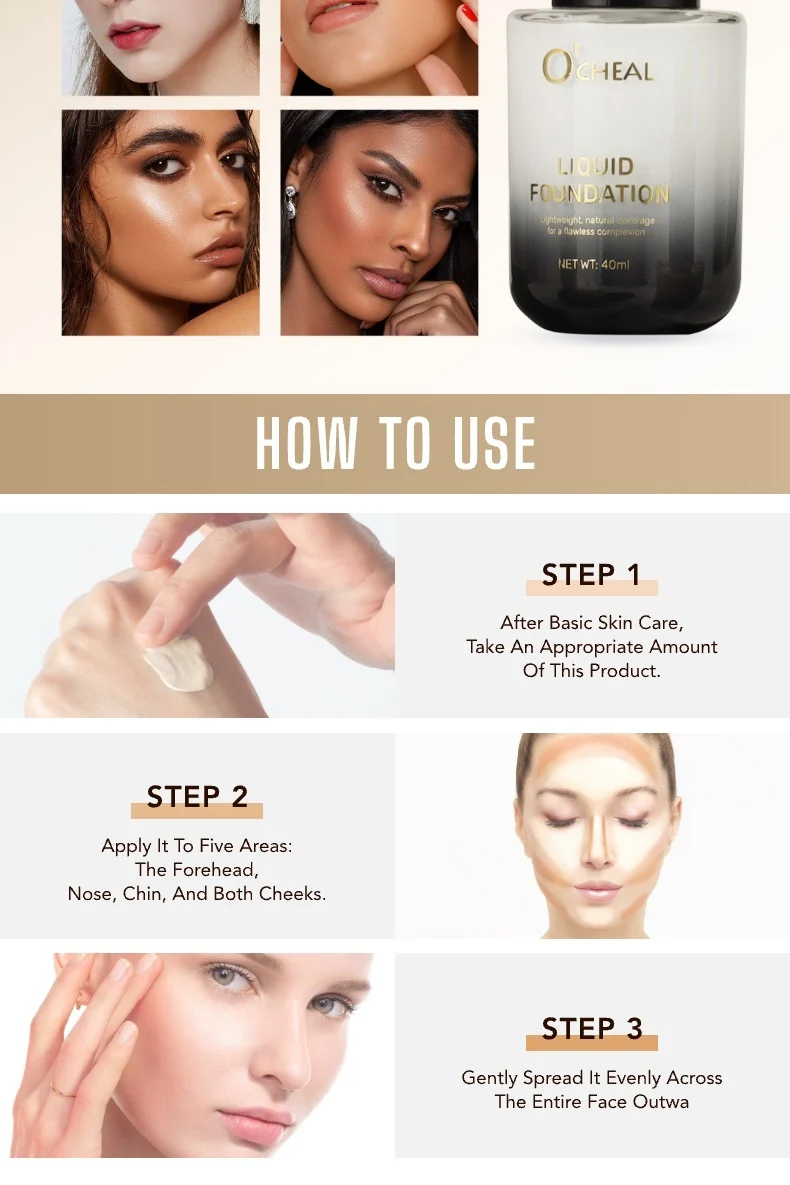 Temperature-Changing Foundation Liquid 40ml Waterproof Long-Lasting Natural Coverage 10 temperature changing foundation liquid 40ml sit 4hz6dtmk desc 10