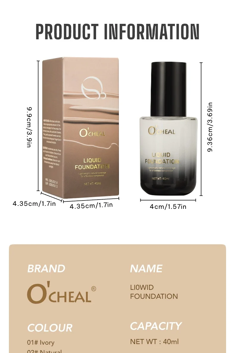 Temperature-Changing Foundation Liquid 40ml Waterproof Long-Lasting Natural Coverage 11 temperature changing foundation liquid 40ml sit 4hz6dtmk desc 11