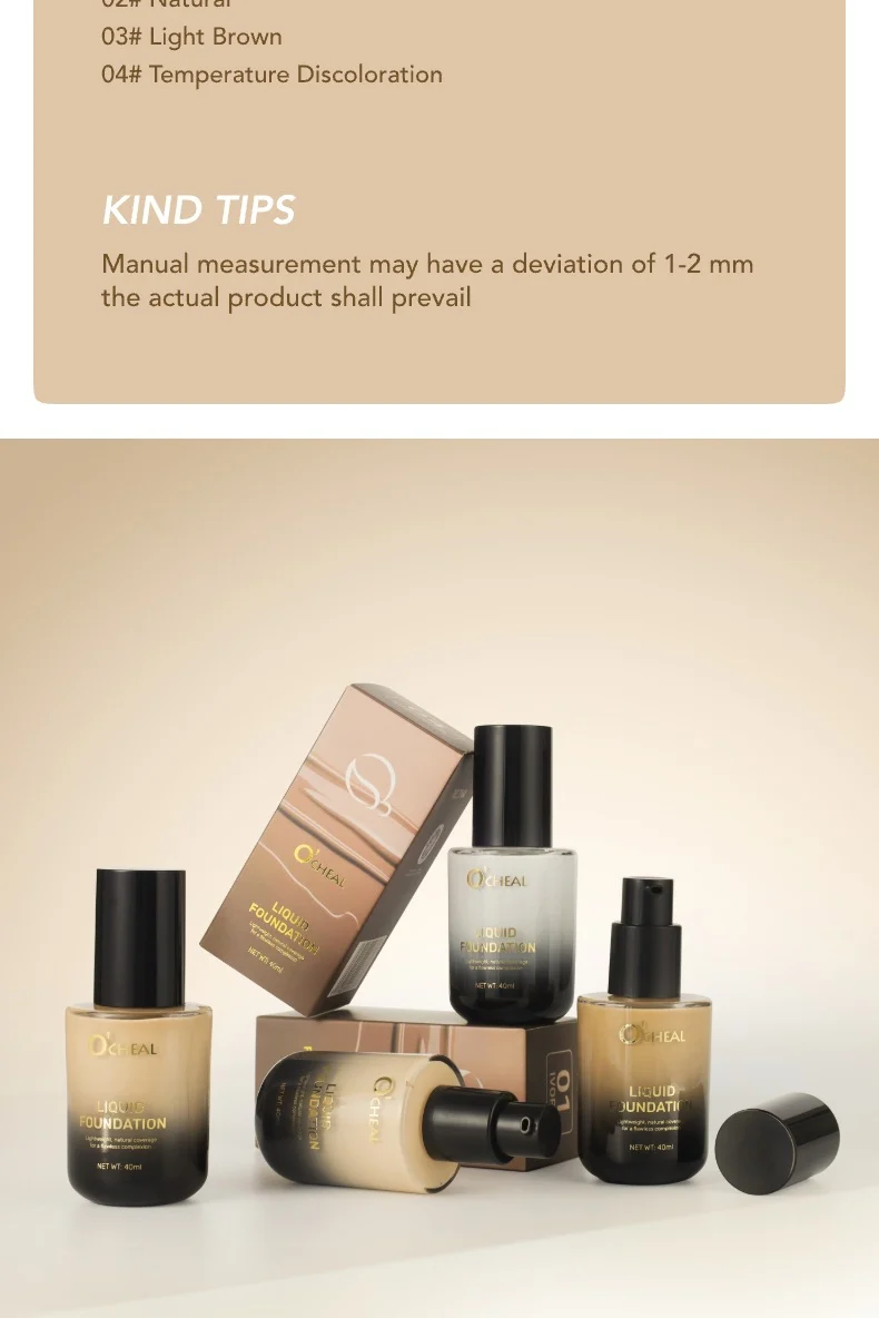 Temperature-Changing Foundation Liquid 40ml Waterproof Long-Lasting Natural Coverage 12 temperature changing foundation liquid 40ml sit 4hz6dtmk desc 12