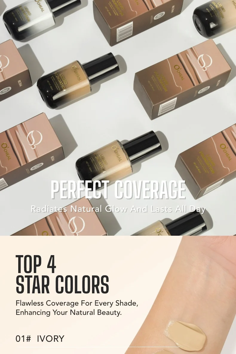 Temperature-Changing Foundation Liquid 40ml Waterproof Long-Lasting Natural Coverage 5 temperature changing foundation liquid 40ml sit 4hz6dtmk desc 5