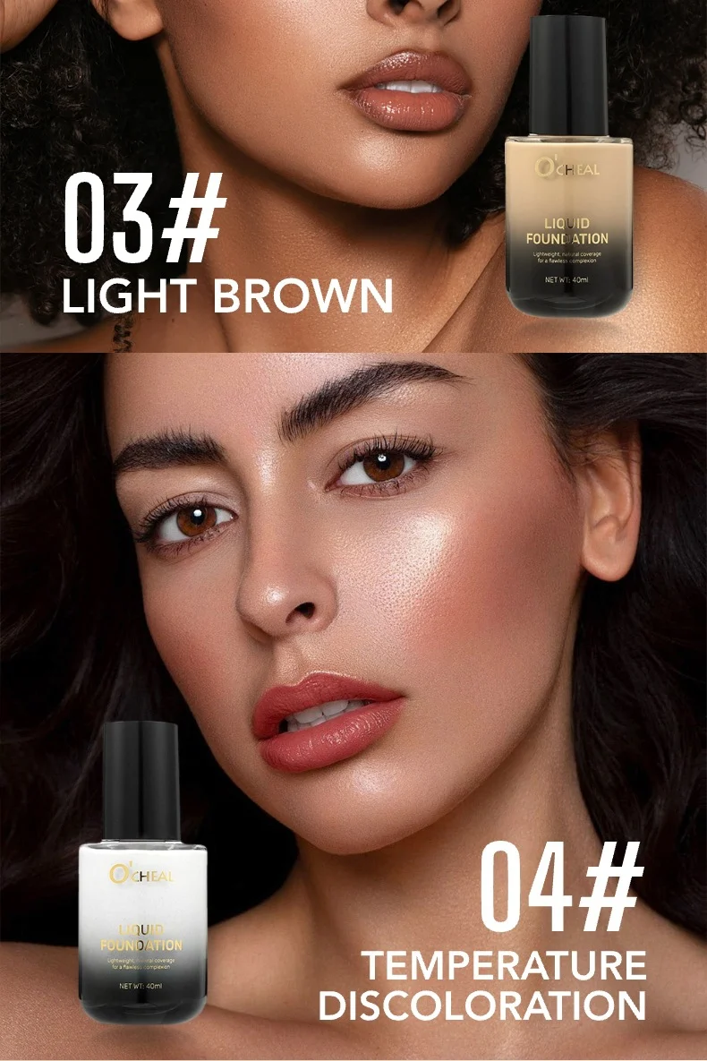 Temperature-Changing Foundation Liquid 40ml Waterproof Long-Lasting Natural Coverage 8 temperature changing foundation liquid 40ml sit 4hz6dtmk desc 8