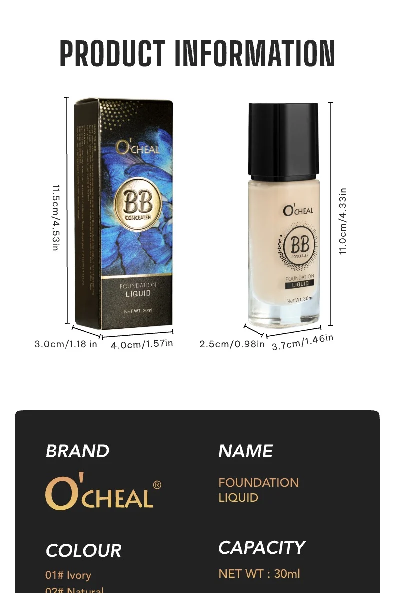 Temperature-Changing Foundation Liquid Full Coverage Concealer 30ml Lightweight Long-Lasting 11 temperature changing foundation liquid concealer 30ml sit pyfx6g23 desc 11