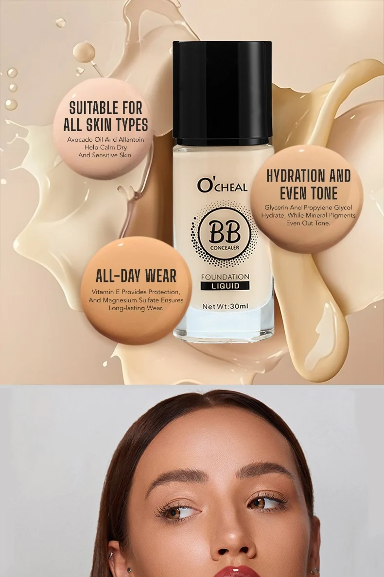 Temperature-Changing Foundation Liquid Full Coverage Concealer 30ml Lightweight Long-Lasting 3 temperature changing foundation liquid concealer 30ml sit pyfx6g23 desc 3