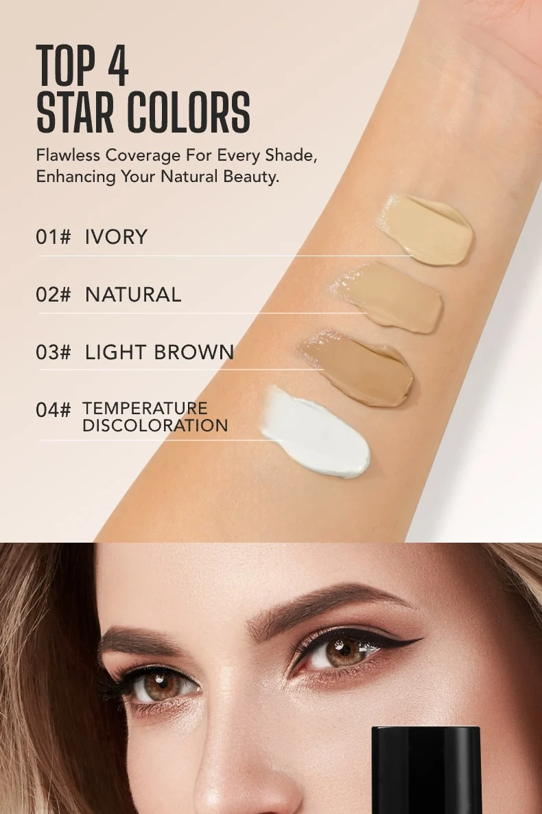 Temperature-Changing Foundation Liquid Full Coverage Concealer 30ml Lightweight Long-Lasting 5 temperature changing foundation liquid concealer 30ml sit pyfx6g23 desc 5