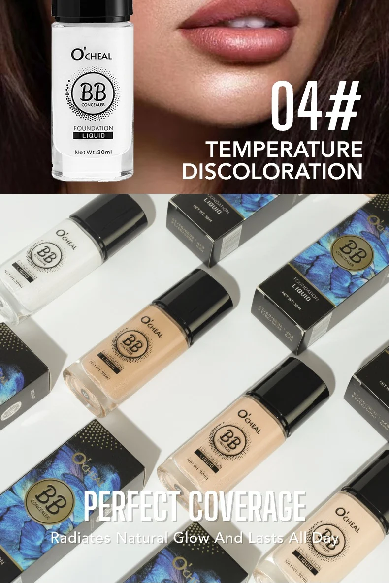 Temperature-Changing Foundation Liquid Full Coverage Concealer 30ml Lightweight Long-Lasting 8 temperature changing foundation liquid concealer 30ml sit pyfx6g23 desc 8
